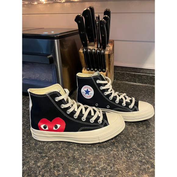 Like New Converse x Comme des Garcons Play Chuck 70 Hi Sneakers - Picture 3 of 12